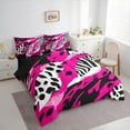 thumbnail image 3 of Manfei Leopard Cheetah Print Twin Bedding Sets 7-Piece for Kids, Zebra Stripes Bedding Comforter Set, Black Pink Abstract Reversible Sheet Sets, Microfiber Bedroom Decor, 3 of 7