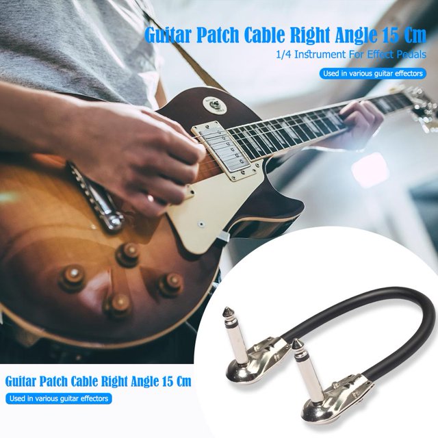 Ángulo recto 15 cm 6,35 mm macho a macho Cable de conexión de guitarra para pedales de efectos
