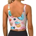 thumbnail image 4 of Goofa Cupcakes and Donuts Printed Sports Bras for Women, High Impact Running Bra Workout Crop Tank Tops Longline Sports Bra Push up-Medium, 4 of 9