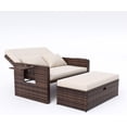 thumbnail image 2 of UDPATIO Wicker Patio Outdoor Daybed, Outdoor Chaise Lounger w/ 4-Level Adjustable Backrest, Storage Ottoman for Balcony, Garden, Poolside(Beige), 2 of 7