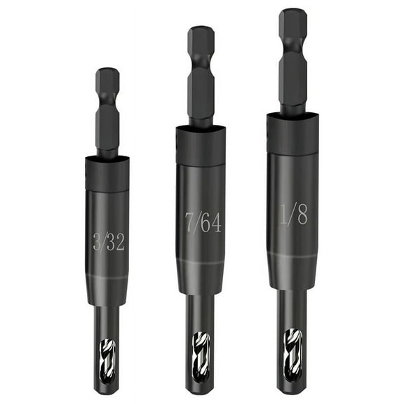 Symkmb Self Centering Drill Bit Set 3/32In,7/64In,1/8In for 1/4In Hex Shank Drill,Drill Bit for Hinge and Wood,Screwdriving Bit steel Black