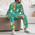 thumbnail image 5 of Mens Pajamas Set, cartoon Lemon juice Button Down Long Sleeve Loungewear Sleepwear Pjs sets for Men, 5 of 5