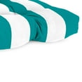 thumbnail image 3 of Jordan Manufacturing 43" x 19" Awning Turquoise Stripe Rectangular Tufted Outdoor Wicker Settee Bench Cushion with Rounded Back Corners, 3 of 8