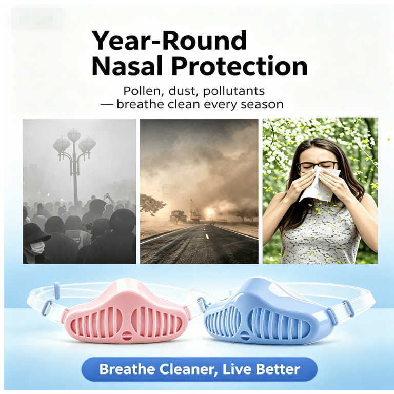 Silicone Nasal Mask for Dust Pollen Allergies, Reusable 3D Ergonomic ...