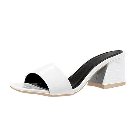 

Heels Sandals for Women under 10 Women s Fashion Simple Square Head Flat Thick Heel PU Sandals Woven Sandals Women