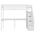 thumbnail image 6 of Cosymart Twin Size Loft Bed with Storage Staircase and Built-in Desk, White, 6 of 9