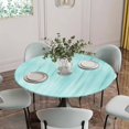 thumbnail image 2 of Turquoise Fitted Tablecloth with Elastic Edged, Round Table Cloth for Dining Table, Modern Abstract Art Ombre Striped Waterproof Oil Proof Table Cover for Indoor Outdoor 36"-44", 2 of 8