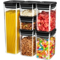 MR.Siga 6 Piece Airtight Food Storage Container Set, BPA Free Kitchen Pantry Organization Canisters, One-Handed Kitchen Storage Containers for Cereal, Spaghetti, Pasta, Black