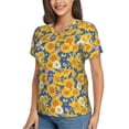thumbnail image 2 of Vsdgher Vintage White Yellow Sunflower Women Shirts V Neck Short Sleeve Tops T-Shirt Basic Tees, S to 3XLLarge, 2 of 5