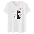 thumbnail image 5 of TSADFHJI Hauts pour Femmes Automne Coton Imprimé Chat T-Shirt TTG Beige, 5 of 5