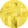 thumbnail image 1 of Ahgly Company Machine Washable Indoor Round Patchwork Yellow Transitional Area Rugs, 7' Round, 1 of 4