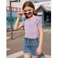 thumbnail image 5 of Arshiner Girls Puff Short Sleeve Shirts Summer Ribbed Knit Crewneck T Shirt Tops Tee Blouse, 5 of 6