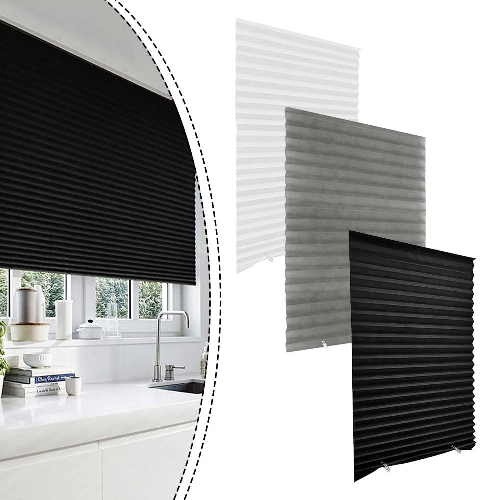 Folding Blind Full Blackout Curtains Privacy Screen Blackout Blinds for Window Black