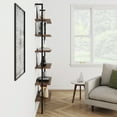 thumbnail image 6 of Nathan James Theo 6-Shelf Tall Bookcase Wall Mount Bookshelf Natural Wood Industrial Metal Frame Reclaimed Oak/Black, 6 of 6