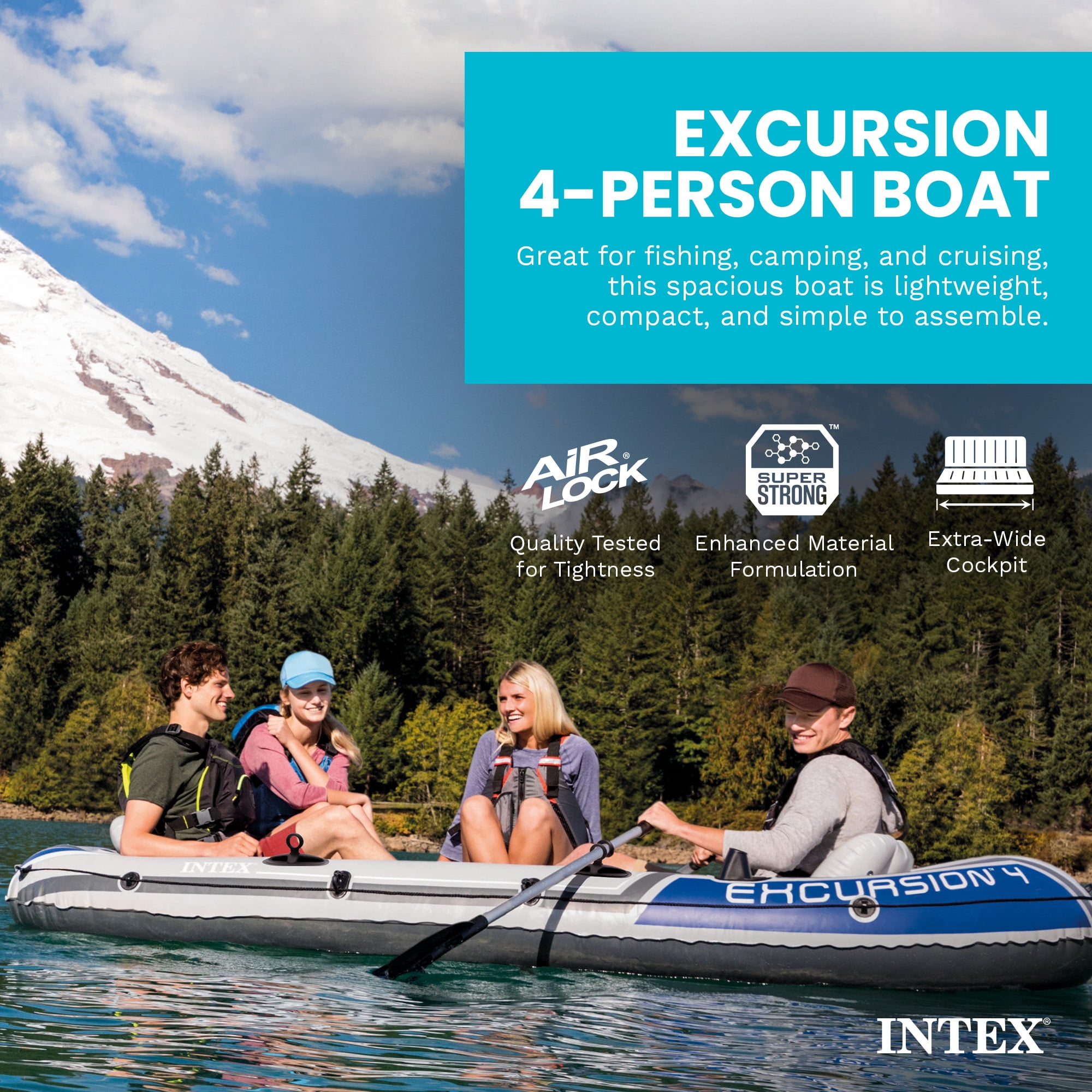 【美品】ゴムボートセット　4人乗り　Intex excursion4 Intex Excursion 4 Inflatable Rafting Fishing 4 Person Boat Set