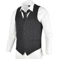 thumbnail image 1 of GFDYREE Men's Slim Fit Herringbone Tweed Suits Vest Premium Wool Blend Waistcoat, 1 of 7