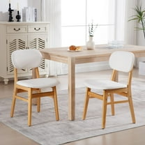 Dayalane Farmhouse Dining Chair Set of 2, Upholstered Linen Mid-Century Modern Kitchen Chairs with Wooden Legs, Armless Side Chair for Dining Room Living Room Restaurant,Beige