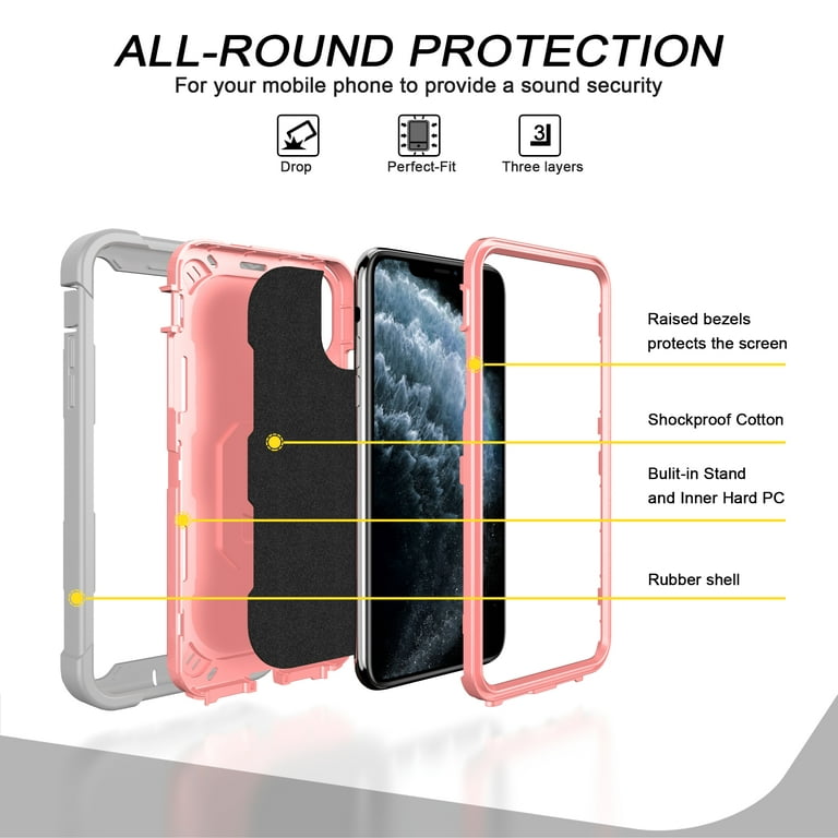 iPhone 11 Pro Max Case - Heavy Duty Hybrid Rugged Dual Layer Protective  Shockproof Kickstand Cover with Ring Holder for Apple iPhone 11 Pro Max  6.5, E 