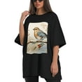 thumbnail image 4 of Plus Size Shirt for Women Black Tops for Women Short Sleeves Shirt for Women Red-Browed Bird 23 T Shirt Crewneck Shirt for Women 2XL, 4 of 5