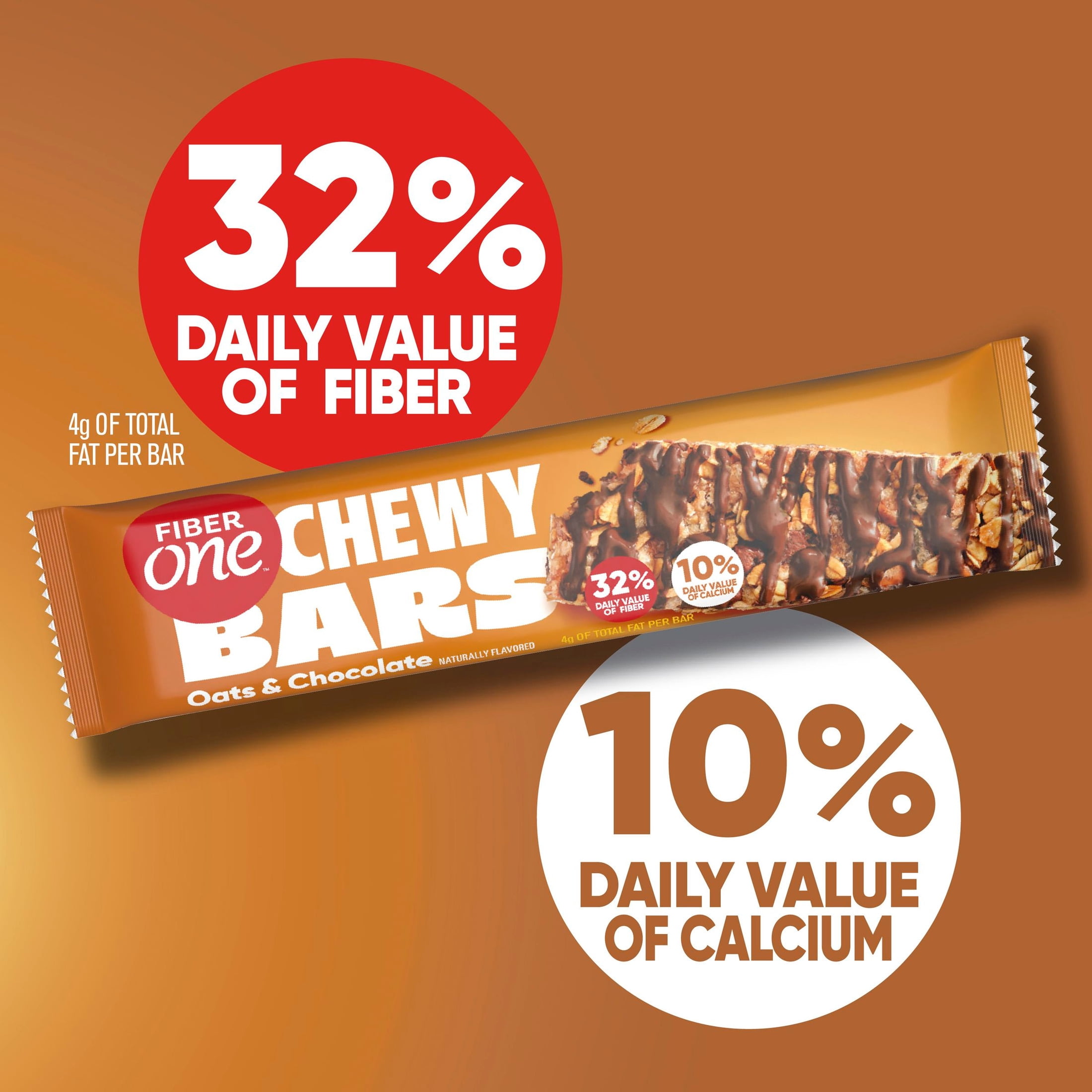 Fiber One Chewy Bars, Oats and Chocolate, Fiber Snacks, Mega Pack, 15 Count, 21.2 oz