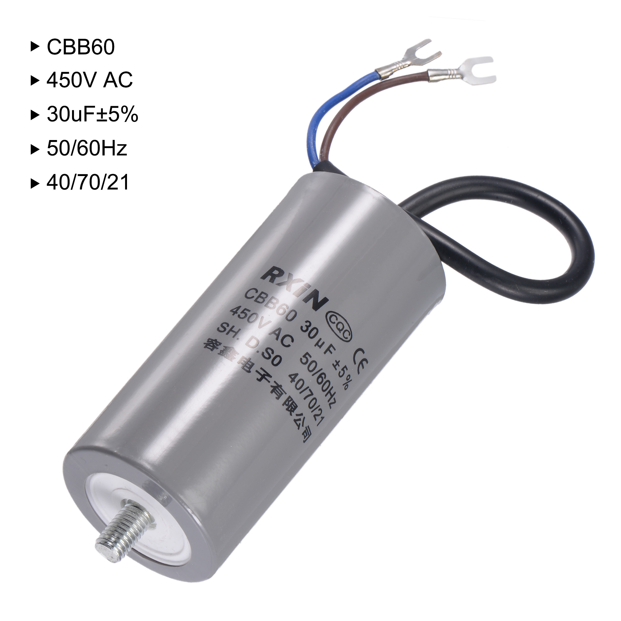 Fafeicy CD60 Laufkondensator mit Kabel 250 V AC 200 uF 50/60 Hz für Motorluftkompressor, 188 g