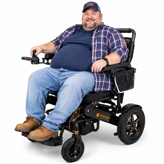 Bangeran Mammoth EX Motorized Light Electric Chair for Bariatric Indoor Outdoor, Wide 22" Seating, Easy Transfer Adjusting Armrests Footres, Only 70lb