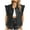 Black, variant on Miqool Women's Ruffled Sleeve Denim Vest Waistcoat Button Down Sleeveless Jean Jacket with Pockets Western Clothes