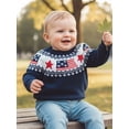 thumbnail image 6 of BemeyourBBs Toddler Baby Girl Boy Patriotic American Flag Sweater 4th of July Outfits Crewneck Long Sleeve Stars Pullover Warm Knit Sweaters Tops Spring Fall Winter Clothes, 6 of 9