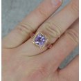 thumbnail image 2 of 2.82 Cts Cushion Cut Natural Amethyst and Diamond Cluster 14k Rose Gold Ring, 2 of 8