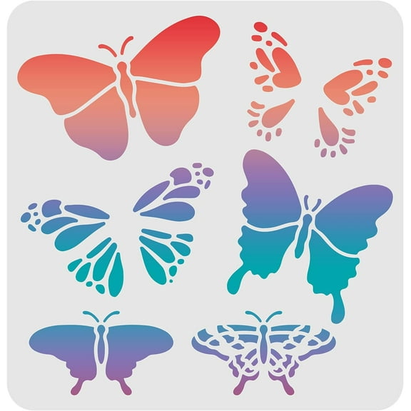 1pc Plastic Reusable Drawing Painting Stencils Templates for Painting on Scrapbook Paper Wall Fabric Floor Furniture Wood Square Butterfly Farm 300x300mm