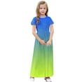 thumbnail image 5 of GERsome Girl's Short Sleeve Crewneck Maxi Dress Loose Casual Holiday Beach Long Dress with Pocket for 4-14 Years Kids, 5 of 9
