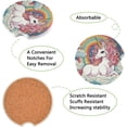 thumbnail image 2 of Coolnut Rainbow Unicorn Car Coasters 2 Pack for Cup Holders, Ceramic Cork Base car Drink Coasters with Finger notches, Car Accessories for Women & Men Home Decor Gifts, 2 of 6