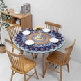 thumbnail image 4 of Mandala Round Tablecloth Colorful Watercolor Kaleidoscope Oriental Vintage Flower Elastic Fitted Table Cover Washable Tablecloths for Kitchen Dining Party 40-44 inch, 4 of 6