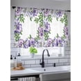 thumbnail image 5 of Sheer Curtains 54 Inch Length, Purple Flowers Semi Sheer Curtains Light Filtering Window Treatment, Spring Watercolor Floral Leaves Plants Privacy Voile Drapes for Living Room Bedroom 52x54 Inch, 5 of 7