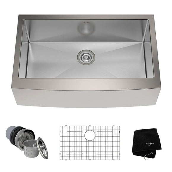 Kraus 33" Farmhouse Single Bowl Stainless Steel Kitchen Sink with Soundproofing
