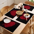 thumbnail image 5 of Valentine's Day Placemats Set of 12, Retro Red Roses Heart Shape Black Background Non-Slip Place Mats Washable Table Mats for Kitchen Dining Table Decorations Indoor/Outdoor, 5 of 9