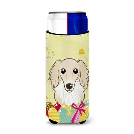 

Carolines Treasures BB1894MUK Longhair Creme Dachshund Easter Egg Hunt Michelob Ultra beverage Insulator for slim cans
