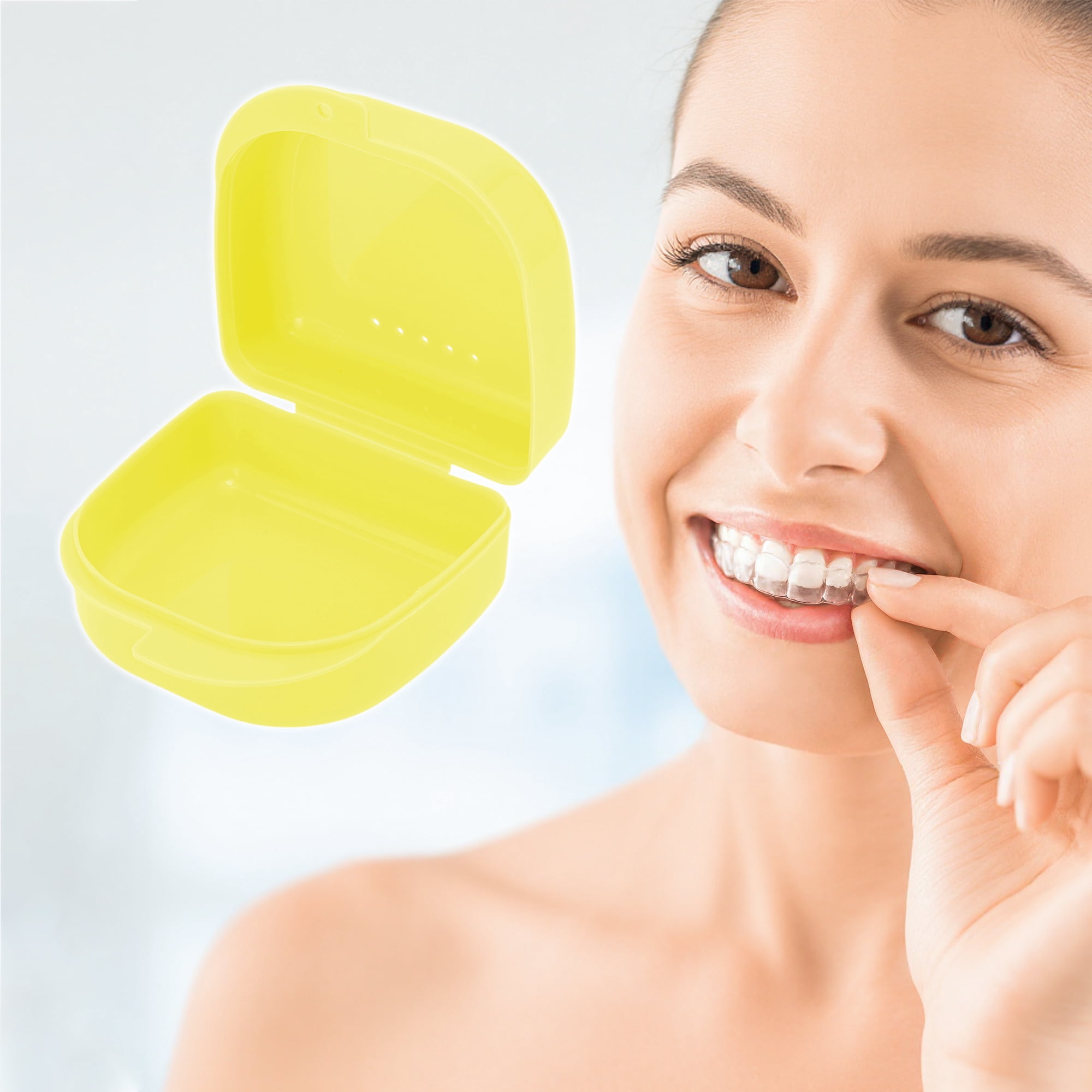 Unique Bargains Strapless Hole Portable Retainer Case Braces Box 1 Pc Yellow