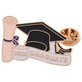 thumbnail image 1 of Broche de birrete de graduación, broche de solapa esmaltado para estudiantes, recuerdo de graduación, broche negro y dorado para chaquetas, accesorios, 1 of 8
