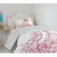 thumbnail image 4 of Ambesonne Wedding Quilted Bedspread Set 2 Pcs, Floral Bridal Gown, Twin Size, Pale Pink Maroon White, 4 of 6