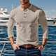 thumbnail image 1 of pstuiky manga larga de hombre, Camiseta de pana con botones, cuello redondo y manga larga de color liso para hombre top de hombre xxl, 1 of 8