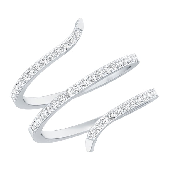 Rosec Jewels Certified Real Diamond Wrap Ring - Cocktail Ring for Women - HI-SI Quality - Ready to Gift, 925 Sterling Silver, US 4.00