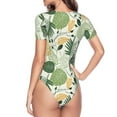 thumbnail image 4 of Balery Hawaiian Style Women's Short Sleevee Crew Neck Bodysuit Tops Short Sleeve Tops Basic-, 4 of 9