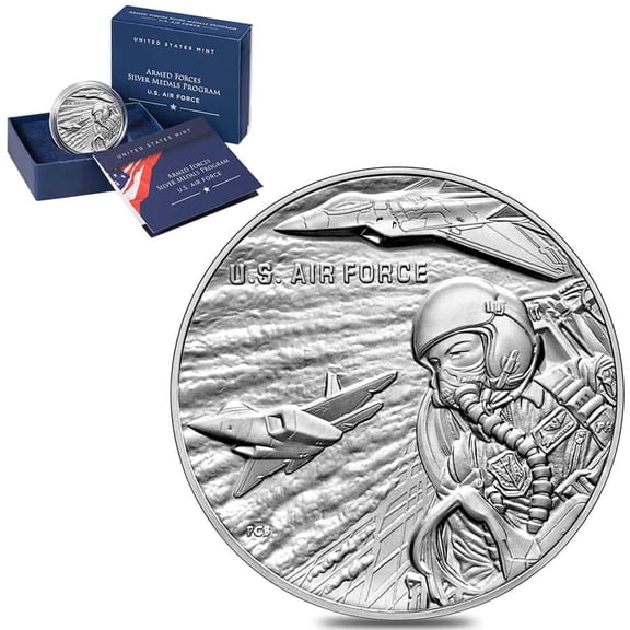 1 oz US Air Force Silver Medal (w/Box & COA)