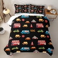 thumbnail image 2 of Manfei Lovely Speed Car Quilt Full,Cute Taxi Print Full Bedspread Sets,Black,3-Piece, 2 of 7