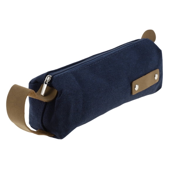 Unique Bargains Pen Case Canvas Pouch Simple Stationery Bag Dark Blue