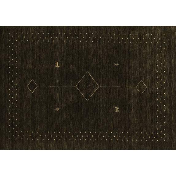 Ahgly Company Indoor Rectangle Abstract Brown Contemporary Area Rugs, 2' x 4'