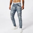 thumbnail image 5 of Stamzod Mens Ripped Jeans Casual Straight Fit Denim Pants with Pocket Fashion Streetwear Stretch Skinny Jeans Light Blue-5 M, 5 of 7