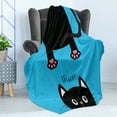 thumbnail image 4 of Kawaii Soft Flannel Fleece Blanket, Kawaii Style Hanging Fat Cat Body with Paws and Round Kitten Pet Face Cartoon, Cozy Plush for Indoor and Outdoor Use, 50" x 70", Black Pink Blue, by Ambesonne, 4 of 5