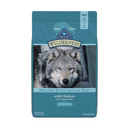 Blue Buffalo Wilderness High Protein Large Breed Healthy Weight Chicken Dry Dog Food for Adult Dogs  Grain-Free  24 lb. Bag